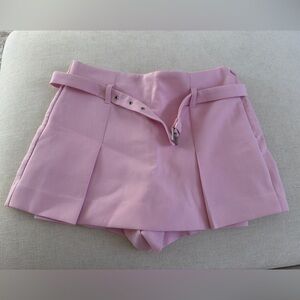 Zara Light Pink Pleated Skort with Slim Belt